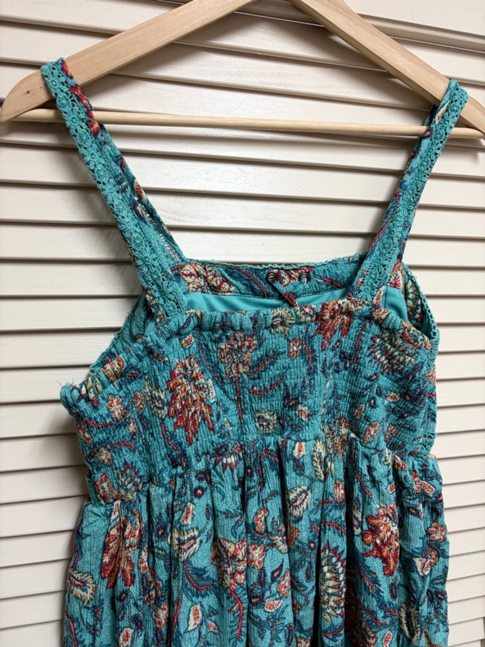 Maurices Boho Floral Sundress Womens Small Blue Paisley Lace Trim Festival Dress - Picture 9 of 16